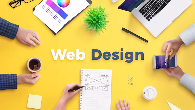 web design team work project concept yellow desk with web design text top view flat lay 176814 960